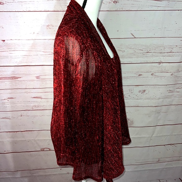 R&M Richards discocore red glitter twin set with shoulder pads Sz women’s small - Picture 2 of 7
